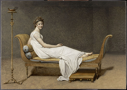 Jacques-Louis David, Portrait de Juliette Récamier, née Bernard (1777-1849), 1800. Huile sur toile (inachevée), H. 174 ; L. 244 cm. Paris, musée du Louvre © GrandPalaisRmn (musée du Louvre) / Adrien Didierjean / Sylvie Chan-Liat.