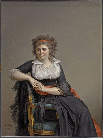 Jacques-Louis David, Portrait de Robertine Tourteau d’Orvilliers, née Rilliet (1772-1862), 1790. Huile sur toile, H. 131 ; L. 98 cm. Paris, musée du Louvre © GrandPalaisRmn (musée du Louvre) / Adrien Didierjean / Sylvie Chan-Liat.