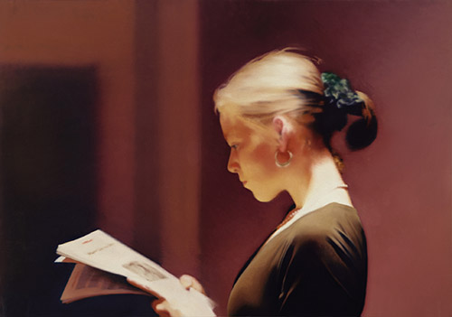 Gerhard Richter, Lesende [Femme lisant], 1994 (CR 804). Huile sur toile, 72 x 102 cm. San Francisco Museum of Modern Art. Purchase through the gifts of Mimi and Peter Haas and Helen and Charles Schwab, and the Accessions Committee Fund: Barbara and Gerson Bakar, Collectors Forum, Evelyn D. Haas, Elaine McKeon, Byron R. Meyer, Modern Art Council, Christine and Michael Murray, Nancy and Steven Oliver, Leanne B. Roberts, Madeleine H. Russell, Danielle and Brooks Walker, Jr., Phyllis C. Wattis, and Pat and Bill Wilson. © Gerhard Richter 2025 (18102025).