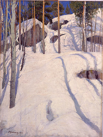 Pekka Halonen, Paysage d’hiver, 1895. Huile sur toile, 76 × 57 cm. Helsinki, collection particulière. © Photo Harri Silander.