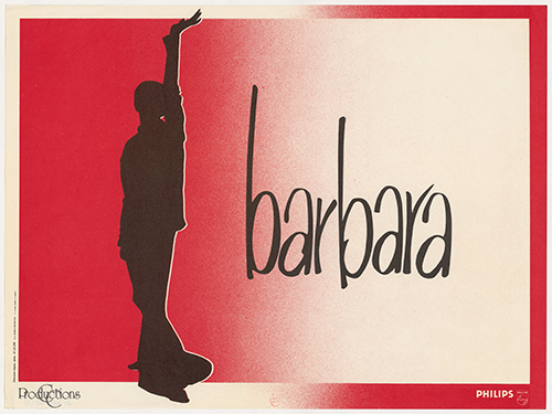 Affiche de concert de Barbara à Pantin, 1981 (silhouette d’après photo J-P Leloir). Dpt de la Musique, BnF - Crédit : BnF.