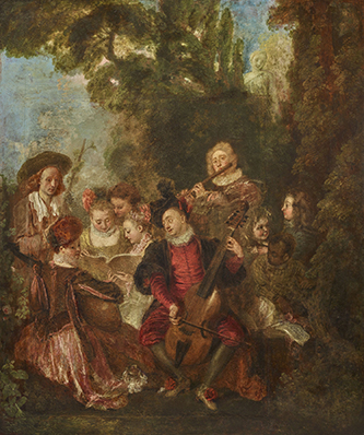 Antoine Watteau (1684‑1721), Le Concert champêtre. Huile sur bois. Collection particulière. © Les Arts Décoratifs / Christophe Dellière.