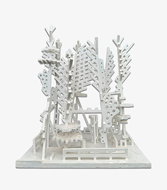 Igor Ckelkovski, Forêt, 2011. Acrylique sur bois, 50 x 40 x 30 cm.