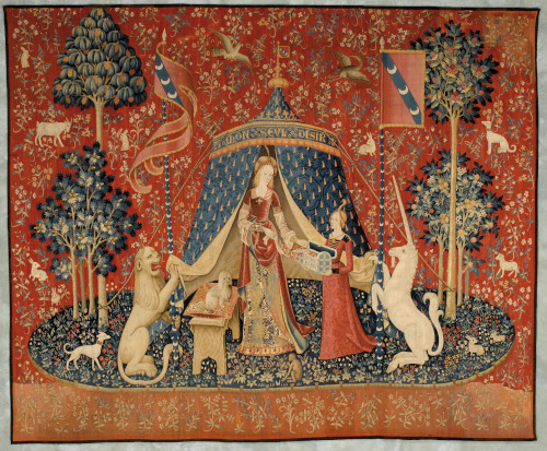 Tenture de La Dame à la licorne : « Mon seul désir », Vers 1500. Tapisserie, laine et soie. Paris, musée de Cluny - musée national du Moyen Âge. Cl. 10834. © GrandPalaisRmn (musée de Cluny – musée national du Moyen Âge) / Michel Urtado.