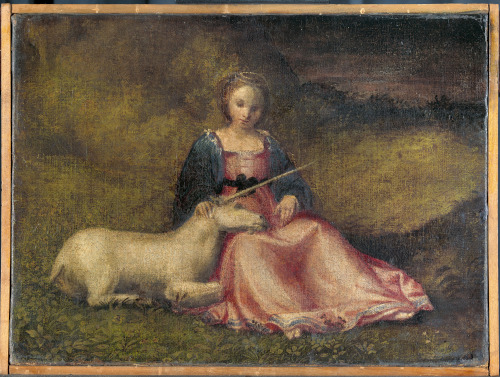 Jeune Fille et licorne, Venise, vers 1510. Huile sur toile. Amsterdam, Rijksmuseum. SK-A-3970. © Rijksmuseum, Amsterdam.