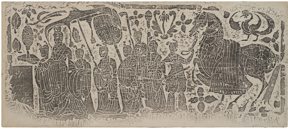 Estampage de la base d’une statue bouddhique Chine, dynastie des Wei du nord (386-534), 525 Estampage (fin XIXe siècle - début XXe siècle). Papier et encre. © Les Arts Décoratifs.