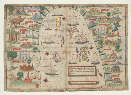 Lopo Homen, Pedro Reinel, Jorge Reinel, L’océan Indien nord avec l’Arabie et l’Inde, dans L’Atlas nautique du monde dit « Atlas Miller », 1519. BnF, Cartes et plans.