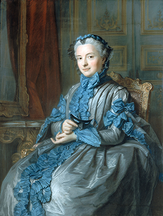 Maurice Quentin de La Tour, Portrait de Madame la présidente de Rieux, en habit de bal, tenant un masque, 1742. Paris, musée Cognacq-Jay CCØ Paris Musées.