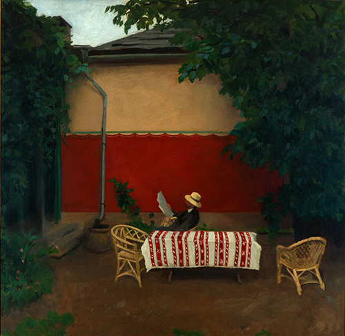 KĂĄroly Ferenczy, Le Mur rouge IV, 1910. Huile sur toile, 31 x 31 cm. Collection particuliĂšre / Photo Tibor Mester.