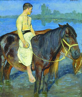 KĂĄroly Ferenczy, Chevaux dans lâeau, 1896. Huile sur toile, 116 x 97 cm. Collection particuliĂšre / Courtesy Ernst Gallery, Budapest. Photo Tibor Mester.