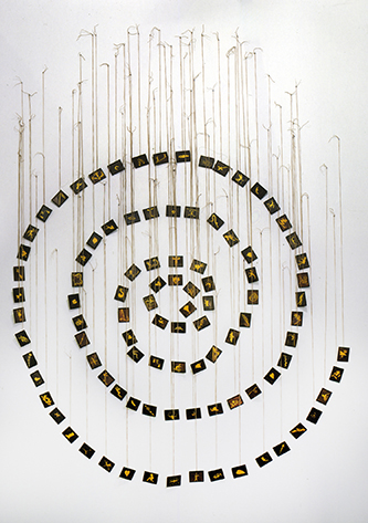 Annette Messager, Le Bestiaire amoureux, 1990. Aquarelle sur papier, cadres, adhésif noir, cordelettes. 285 × 195 × 2 cm. Photo : ©Cathy Carver. Courtesy Annette Messager et Marian Goodman Gallery. © Annette Messager / ADAGP, Paris, 2026.