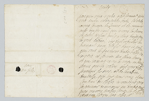 Marie de Rabutin-Chantal, marquise de Sévigné, Lettre à Madame de Grignan, sa fille, Paris, Manuscrit autographe non daté [2 février 1671 ?]. Paris, musée Carnavalet – Histoire de Paris. CCØ Paris Musées / Musée Carnavalet – Histoire de Paris.