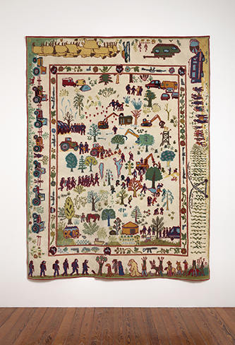 Suzanne Husky, Euro War Rug, 2015. Tapis, laine, 266 x 196 cm. Collection Fondation Villa Datris. Photo © Bertrand Michau.