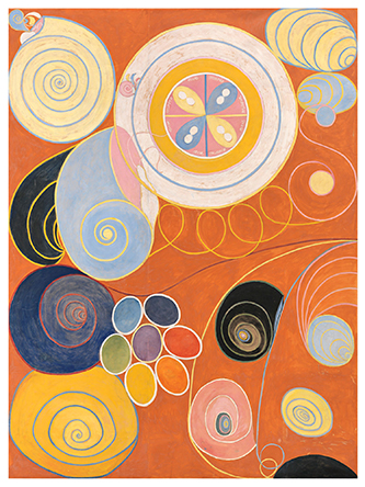 Hilma af Klint, Les Dix plus grands, n° 3 (Jeunesse), 1907, tempera sur papier marouflé sur toile, 321 x 240 cm, HaK104. By courtesy of the Hilma af Klint Foundation / photo The Moderna Museet, Stockholm.