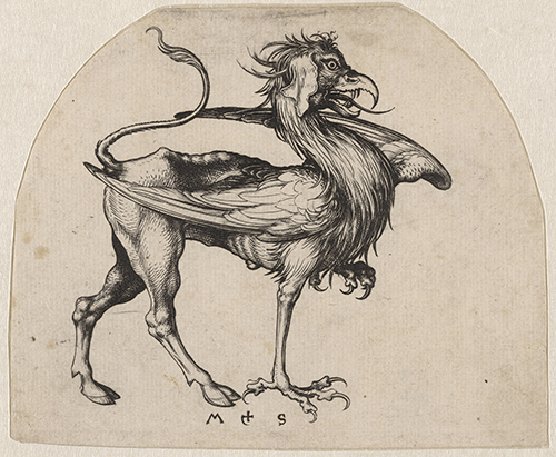 https://francefineart.com_Martin Schongauer, Le Griffon. Vers 1470-1475. Gravure au burin. H. 10,8; L. 13,3 cm. Paris, musée du Louvre, département des Arts graphiques, collection Edmond de Rothschild. © GrandPalaisRmn (musée du Louvre) / Tony Querrec.