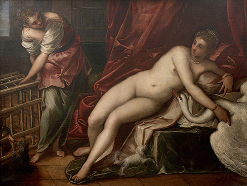 https://francefineart.com/ Tintoret, Léda et le cygne, vers 1578, huile sur toile, 162 x 218 cm, Florence, Gallerie degli Uffizi. crédit photo : ©Gabinetto Fotografico delle Gallerie degli Uffizi