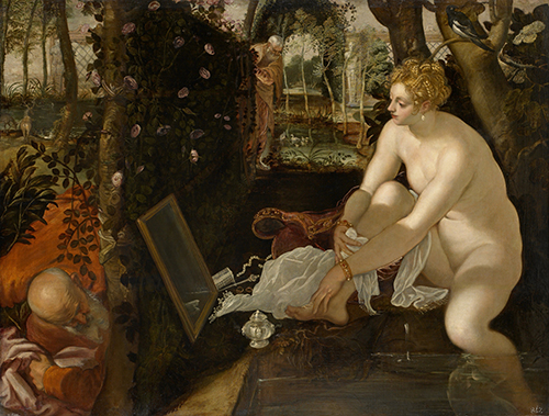 https://francefineart.com/ Tintoret, Suzanne et les vieillards, vers 1555-1556, huile sur toile, 146 °— 193,6 cm, Vienne, Kunsthistorisches Museum, Gemäldegalerie. Crédit photo : © KHM-Museumsverband.