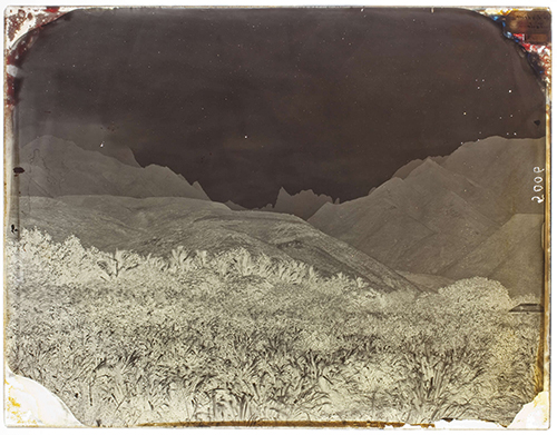 https://francefineart.com/ Paul-Emile Miot, Le diadème (Tahiti), 1869-1870. N° inventaire PV0033465. Négatif au collodion sur plaque de verre, Dimensions de la plaque : 21 x 27 cm. Océanie, Tahiti (île), Polynésie Société (îles de la) Polynésie française Vent (îles du). © musée du quai Branly – Jacques Chirac.