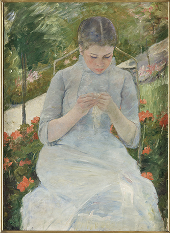 https://francefineart.com/  Mary Cassatt (1844-1926), Jeune fille au jardin, entre 1880 et 1882. Huile sur toile, H. 92,5 ; L. 65,0 cm. Collection Musée d’Orsay, Legs Antonin Personnaz, 1937. © Photo : RMN-Grand Palais (musée d’Orsay) / Franck Raux.