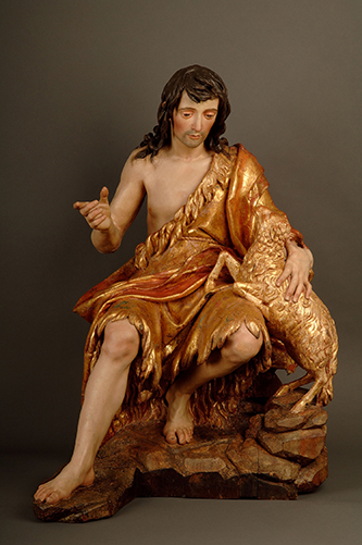 https://francefineart.com/  Alonso Cano, Saint Jean Baptiste, 1634. Bois polychromé. H. 119 ; l. 79 ; Pr. 89 cm. Valladolid, Museo Nacional de Escultura. © Museo Nacional de Escultura, Valladolid.