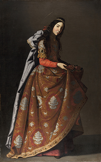https://francefineart.com/   Francisco de Zurbarán, Sainte Casilda. Vers 1635. Huile sur toile. H. 171 ; L. 107 cm. Madrid, Museo Nacional Thyssen-Bornemisza © Museo Nacional Thyssen-Bornemisza, Madrid.