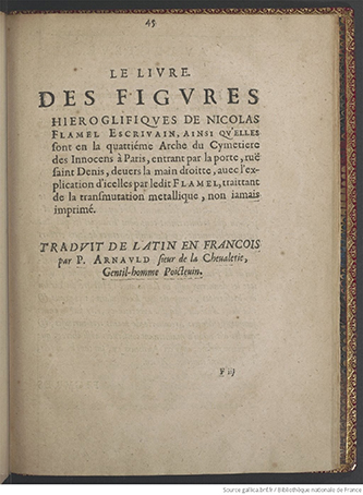 https://francefineart.com/  Le Livre des Figures hiéroglyphiqyes, Nicolas Flamel (auteur prétendu), Paris, 1612. Monographie imprimée. Paris, Bibliothèque nationale de France, département Réserve des livres rares. RES P-R-886, p. 45. Source gallica.bnf.fr / Bibliothèque nationale de France.