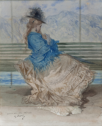 https://francefineart.com/   Collection Pierre Edmond Hédouin (1820-1889), Gustave Doré (1832-1883), Portrait de la fille du graveur Pierre Edmond Hédouin, vers 1877. Graphite et aquarelle sur carton, 35,8 x 27,3 cm. Musée d’Art et d’Histoire Pissarro – Pontoise, Pontoise, inv. D.899.10.1.