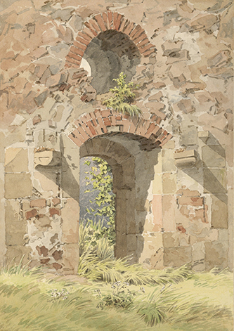 https://francefineart.com/   Collection Pierre-Jean David d’Angers (1788-1856), Caspar David Friedrich (1774-1840), Ruine de la porte du couvent de la Sainte-Croix près de Meissen, vers 1824. Graphite, aquarelle, 21 x 14,9 cm. Musée des Beaux-Arts, Angers, inv. MBA.364.40.42.