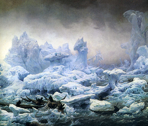 https://francefineart.com/  François-Auguste Biard (1799-1882), Vue de l’Océan Glacial, pêche aux morses par des Groënlandais,1841, huile sur toile. Château Musée de Dieppe.