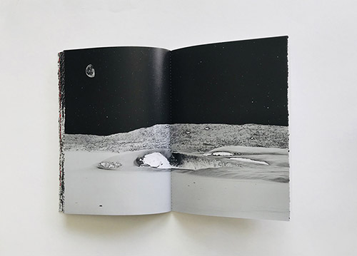 Sandrine Elberg, Double page de Jökull, la mémoire des glaciers (2015-2020)livre publié en autoédition. © Sandrine Elberg.
