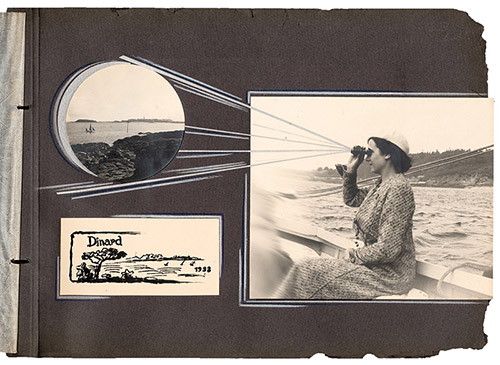 Anonyme, Extrait de l’album de vacances « Dinard ». Tirages argentiques, carton, crayon de couleur, 1933. © Musée Nicéphore Niépce.